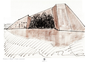 Рисунок под названием "Il cimitero monumen…" - Enzo Ceglie, Подлинное произведение искусства, Акварель