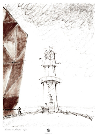Desenho intitulada "Il faro" por Enzo Ceglie, Obras de arte originais, Aquarela