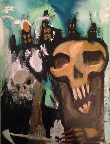 Painting titled "Death and her friend" by Enzo Furfaro, Original Artwork, Acrylic