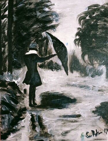 Pittura intitolato "Sotto la pioggia" da Enzo Martano, Opera d'arte originale, Acrilico
