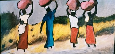 Ζωγραφική με τίτλο "Donne africane al l…" από Enzo Martano, Αυθεντικά έργα τέχνης, Λάδι