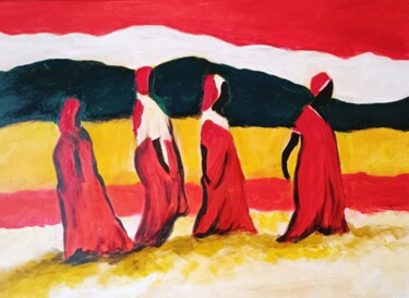 Peinture intitulée "Donne del deserto" par Enzo Martano, Œuvre d'art originale, Acrylique