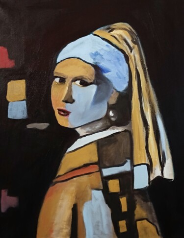 Pittura intitolato "La ragazza col turb…" da Enzo Martano, Opera d'arte originale, Olio