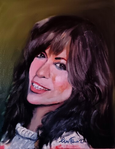 Painting titled "Carly Simon" by Enzo Martano, Original Artwork, Oil