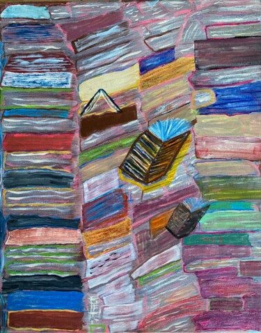 Painting titled "Books, Livres, Libb…" by Enzo D'Alfonso, Original Artwork, Acrylic