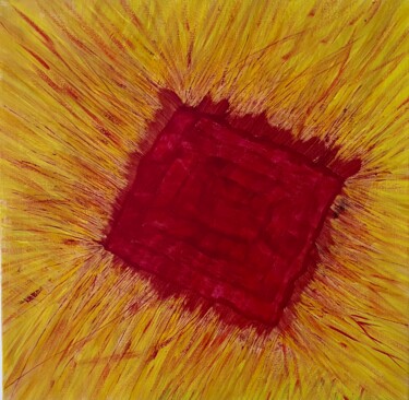 Painting titled "Soleil rouge, Red s…" by Enzo D'Alfonso, Original Artwork, Acrylic