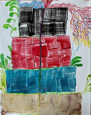 Pintura titulada "Boites et fleurs, b…" por Enzo D'Alfonso, Obra de arte original, Acrílico Montado en Bastidor de camilla d…