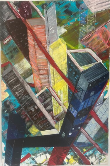 Painting titled "skyscraper" by Enzo D'Alfonso, Original Artwork, Acrylic