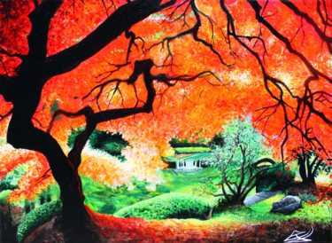 Peinture intitulée "Erable d'automne" par Enzo Jolivet, Œuvre d'art originale, Acrylique