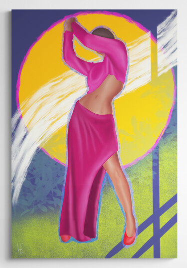 Dancing in the moonlight - ABSTRACT LARGE print on canvas Arts numériques intitulée "Dancing in the moon…" par Ep El, Œuvre d'art originale, Travail numérique 2D