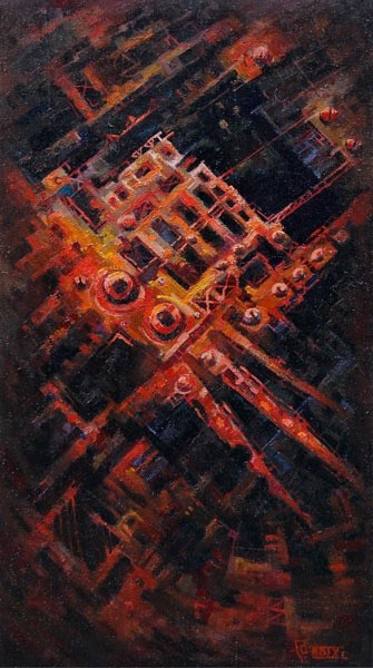 Картина под названием "Ritual of rusty iron" - Epimitreus, Подлинное произведение искусства, Масло