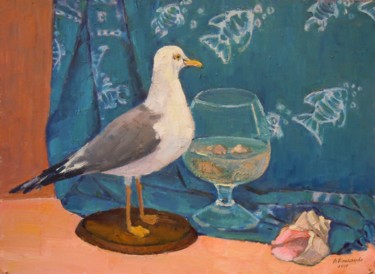 Painting titled "Воспоминания о море…" by Vera Emelyanova, Original Artwork, Oil