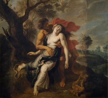 Malerei mit dem Titel "La mort d'Eurydice" von Érasme Quellin Le Jeune, Original-Kunstwerk, Öl