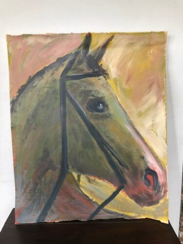 Painting titled "paardenhoofd" by Erbert De Wilde, Original Artwork, Oil