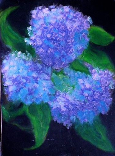Painting titled "Blue Hydrangeas" by Robert Berrigan, Original Artwork
