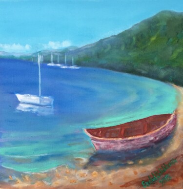 Painting titled "An Old Boat" by Erdal Bölükbaşı, Original Artwork, Oil