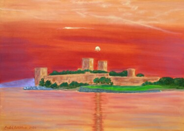 Peinture intitulée "Sunset at Bodrum Ca…" par Erdal Bölükbaşı, Œuvre d'art originale, Huile