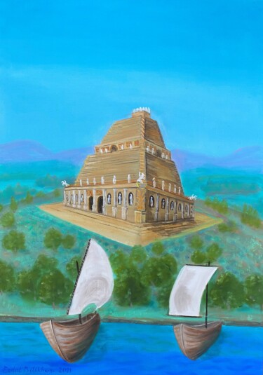 Malerei mit dem Titel "Mausoleion" von Erdal Bölükbaşı, Original-Kunstwerk, Öl