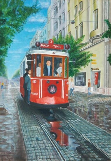 Painting titled "Vatman ( Tram-drive…" by Erdal Bölükbaşı, Original Artwork, Oil