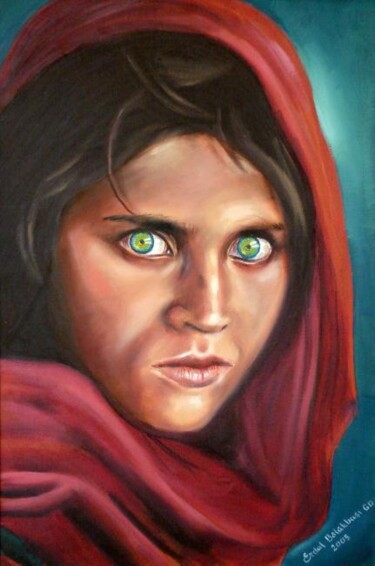 Peinture intitulée "Afghani Girl" par Erdal Bölükbaşı, Œuvre d'art originale, Huile