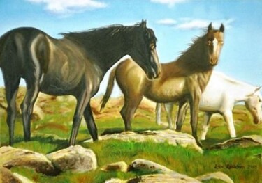 "Erciyes'te Atlar" başlıklı Tablo Erdal Bölükbaşı tarafından, Orijinal sanat, Petrol