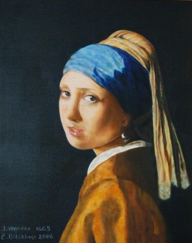 Peinture intitulée "Girl with Pearl Ear…" par Erdal Bölükbaşı, Œuvre d'art originale, Huile