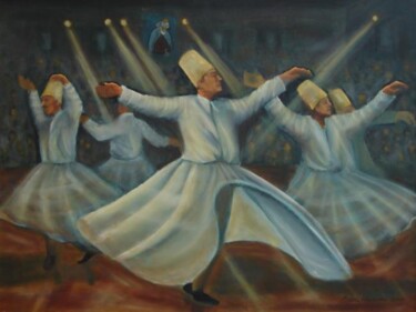 Peinture intitulée "Semazenler" par Erdal Bölükbaşı, Œuvre d'art originale