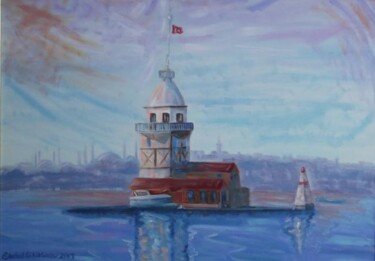 Painting titled "Kız Kulesi" by Erdal Bölükbaşı, Original Artwork, Oil