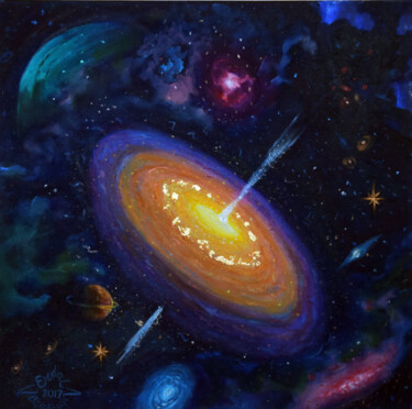 Pittura intitolato "Galaxy" da Erdal Bölükbaşı, Opera d'arte originale, Olio