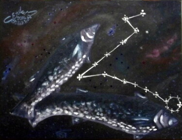 Painting titled "Pisces" by Erdal Bölükbaşı, Original Artwork, Oil