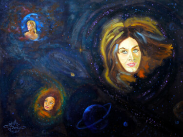 Peinture intitulée "Three Women" par Erdal Bölükbaşı, Œuvre d'art originale, Huile