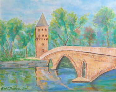 Painting titled "Fatih Köprüsü ve Ad…" by Erdal Bölükbaşı, Original Artwork, Oil