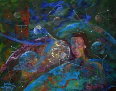 Schilderij getiteld "Smile to Universe" door Erdal Bölükbaşı, Origineel Kunstwerk, Acryl