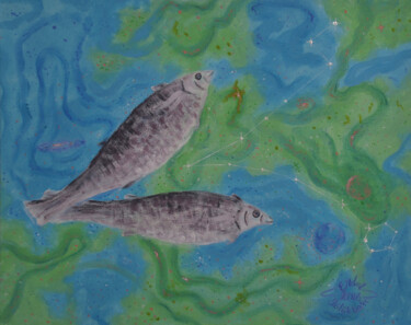 Malerei mit dem Titel "Pisces Constellation" von Erdal Bölükbaşı, Original-Kunstwerk, Acryl