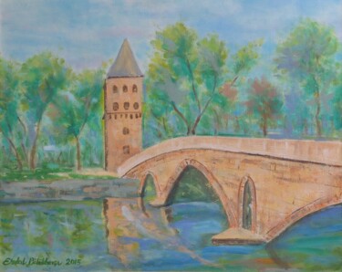 Pittura intitolato "Fatih Köprüsü ve Ad…" da Erdal Bölükbaşı, Opera d'arte originale, Olio
