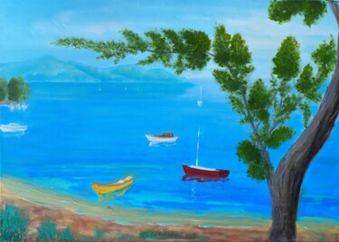 "Gümüşlük Yalısı" başlıklı Tablo Erdal Bölükbaşı tarafından, Orijinal sanat, Petrol