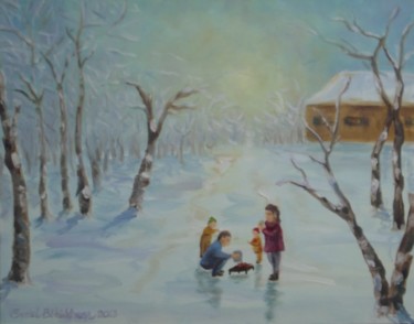 "Karda Piknik" başlıklı Tablo Erdal Bölükbaşı tarafından, Orijinal sanat, Petrol