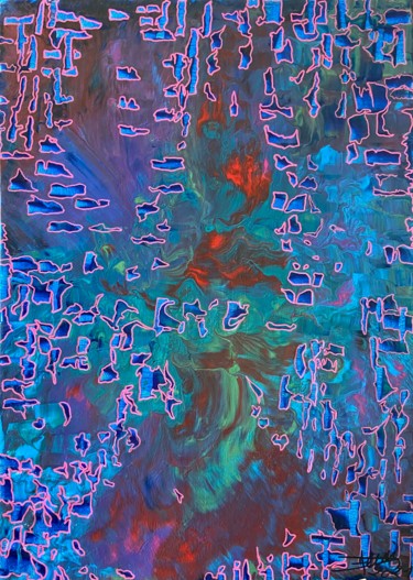 Peinture intitulée "Eclats bleu" par Éric Denis, Œuvre d'art originale, Acrylique