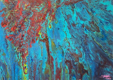 Painting titled "D'eau et de feu" by Éric Denis, Original Artwork, Acrylic