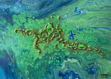 Peinture intitulée "Vert marais" par Éric Denis, Œuvre d'art originale, Acrylique