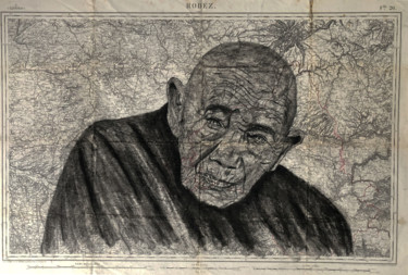 Zeichnungen mit dem Titel "Monk 2" von Erdna Andre, Original-Kunstwerk, Pastell