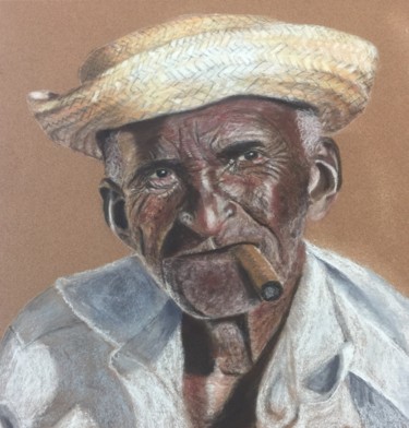 Dibujo titulada "Cubain" por Erdna Andre, Obra de arte original, Pastel