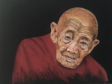 Dessin intitulée "Moine" par Erdna Andre, Œuvre d'art originale, Pastel