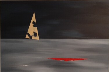 Peinture intitulée "Vague rouge" par Erdna, Œuvre d'art originale, Acrylique Monté sur Châssis en bois