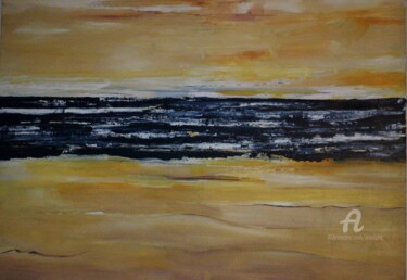 Peinture intitulée "La plage dorée" par Erealpha, Œuvre d'art originale, Acrylique