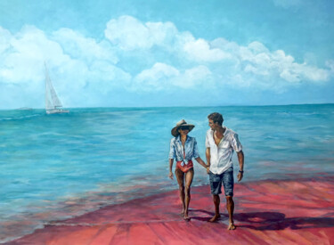 Painting titled "Caribbean Sands" by Sergey Eremin, Original Artwork, Acrylic