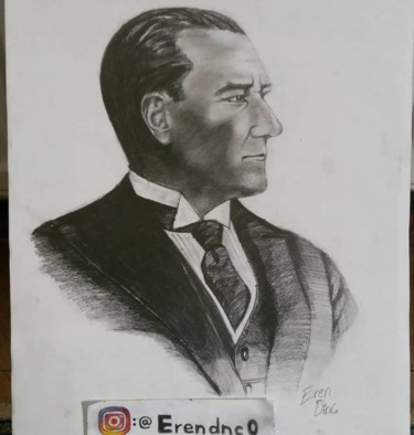 Drawing titled "Mustafa Kemal Atatü…" by Eren Dinç, Original Artwork, Charcoal