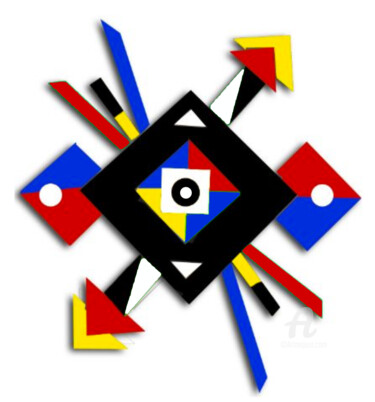 Escultura intitulada "Mondrian 3D composi…" por Mimi Eres, Obras de arte originais, Acrílico