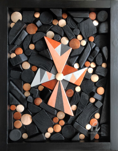 Sculpture intitulée "Vortex geometry - C…" par Mimi Eres, Œuvre d'art originale, Bois