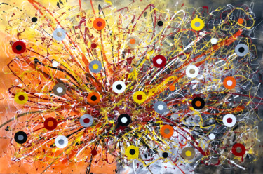 Ζωγραφική με τίτλο "Burst of Cercles" από Mimi Eres, Αυθεντικά έργα τέχνης, Ακρυλικό
